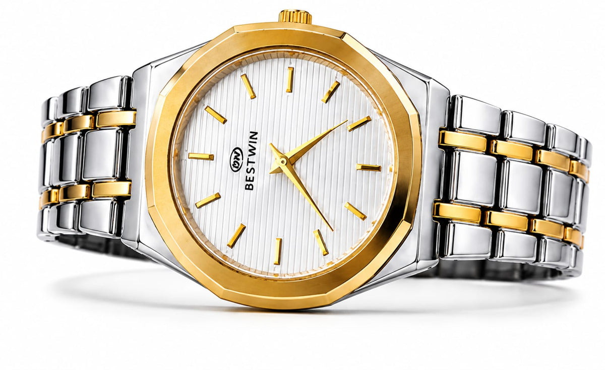 Bestwin Men’s Luxury Stainless Steel Watch – Silver & Gold