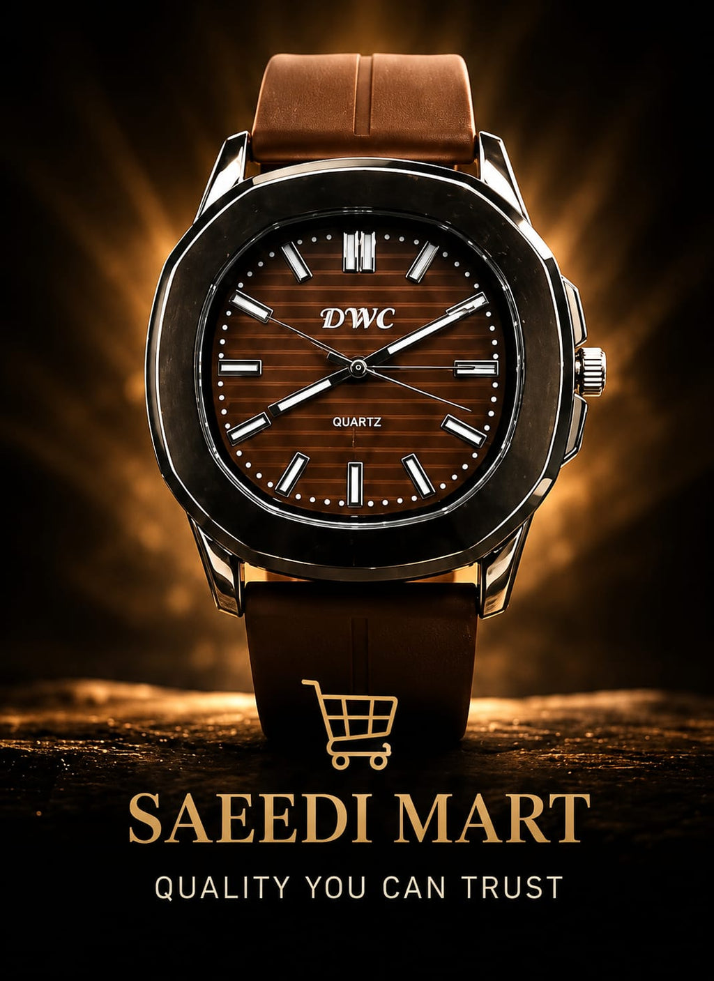 Classic Brown Silicone Watch – Premium Quartz Edition