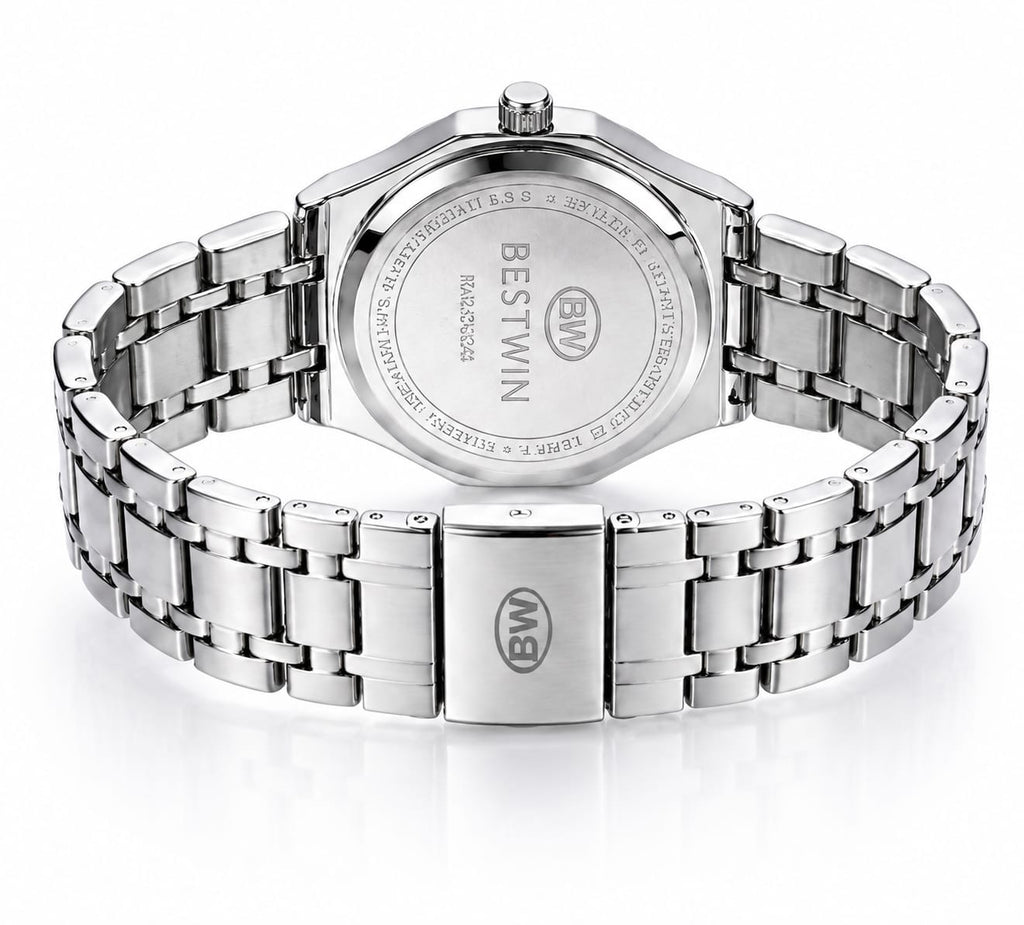 Bestwin Stainless Steel Men’s Watch – Premium Silver Octagonal Dial