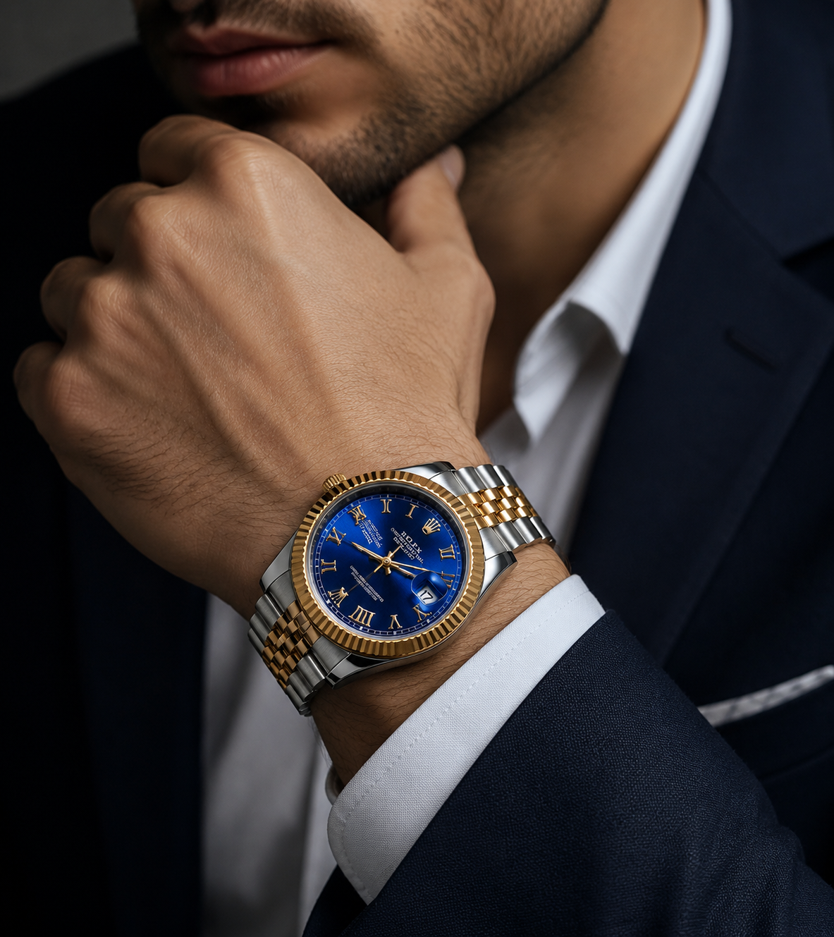 Luxury Two-Tone Blue Dial Men's Watch – Gold & Silver Bracelet//50%off