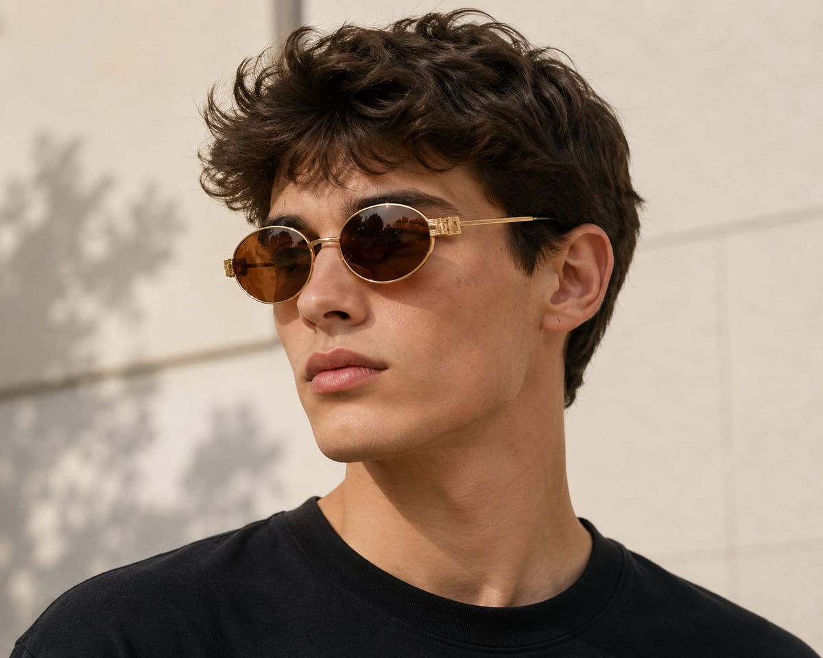 Premium Brown Lens Gold Frame Sunglasses