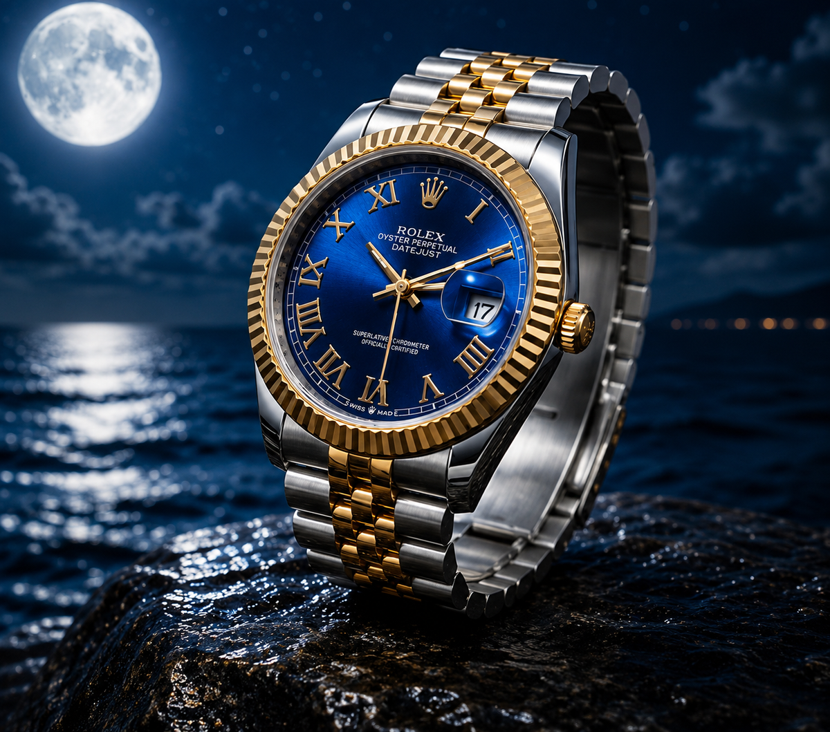 Luxury Two-Tone Blue Dial Men's Watch – Gold & Silver Bracelet//50%off