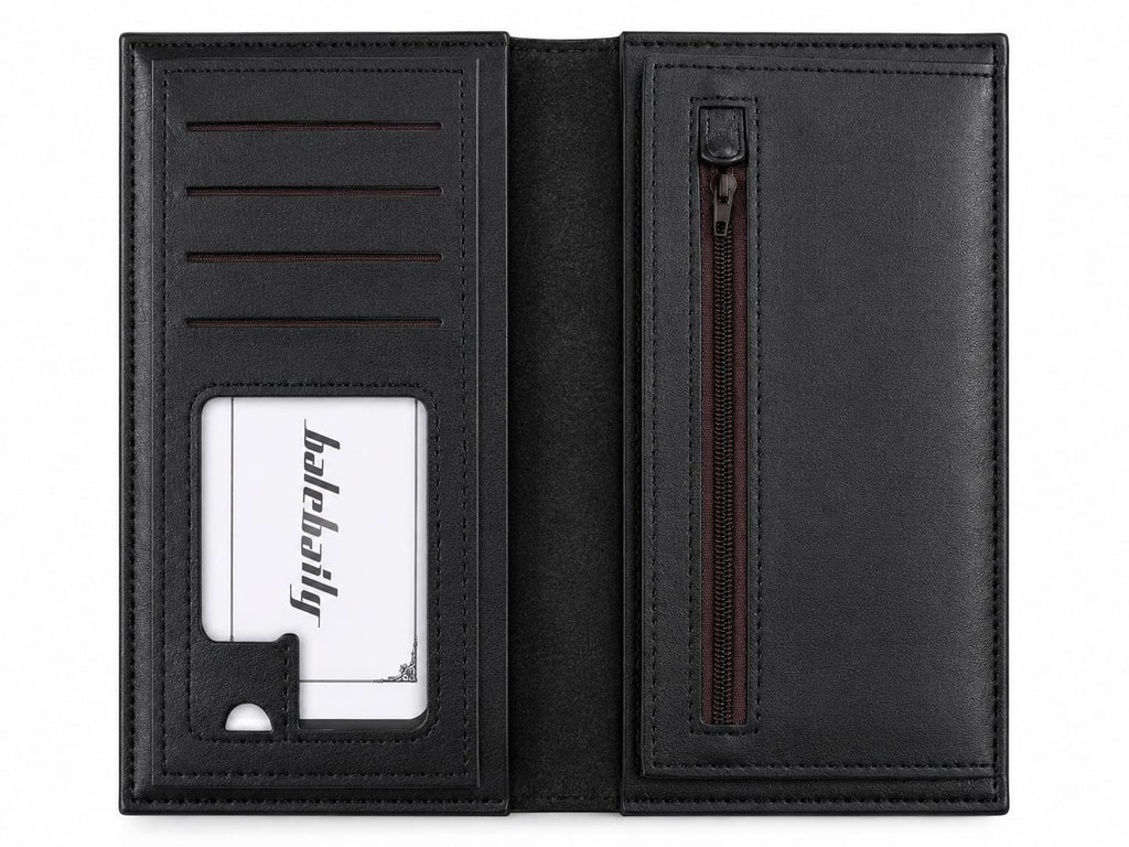Men’s Premium Long Trifold  Leather Wallet | Black & Brown