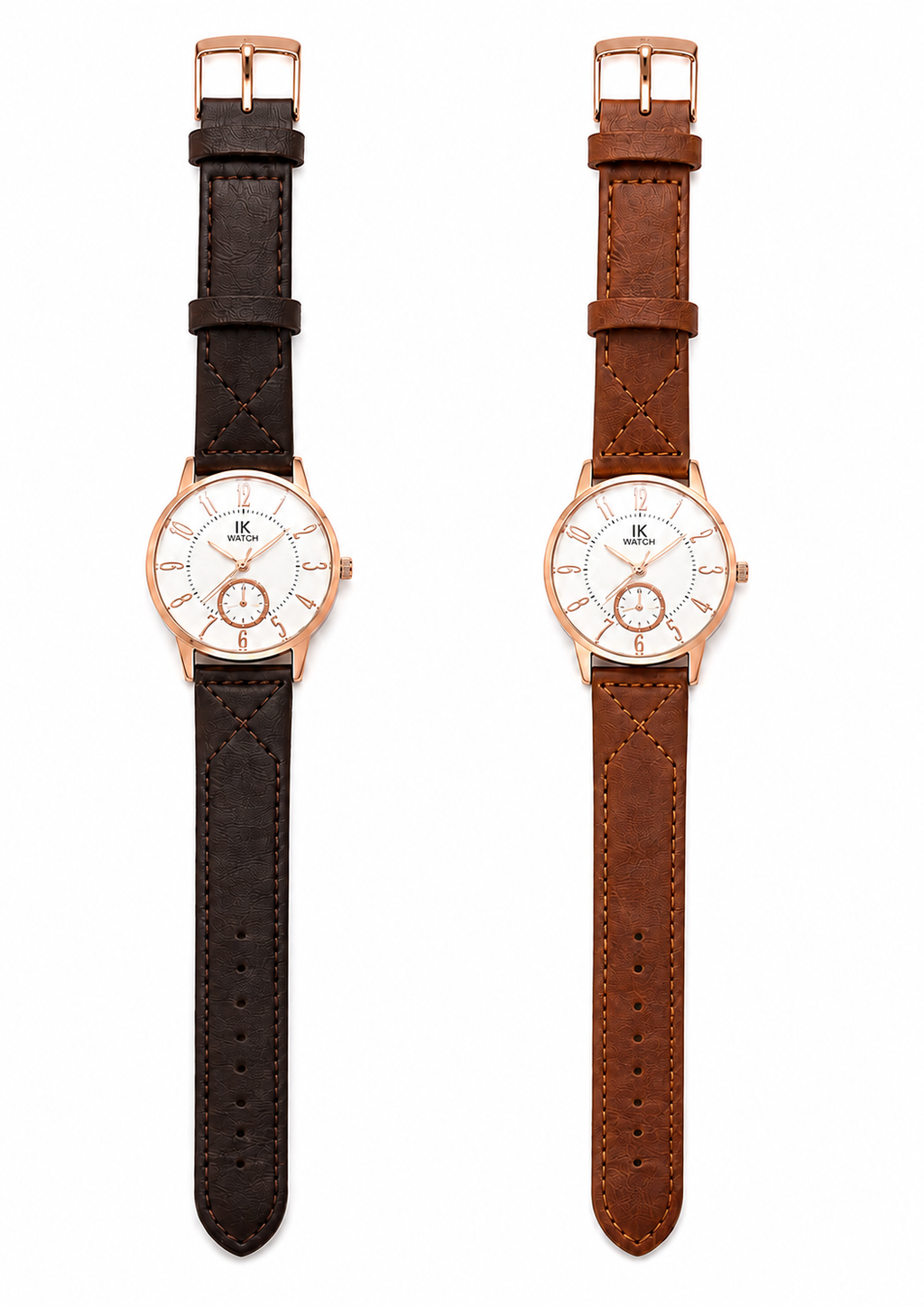 Men’s Classic Rose Gold Analog Watch – Leather Strap