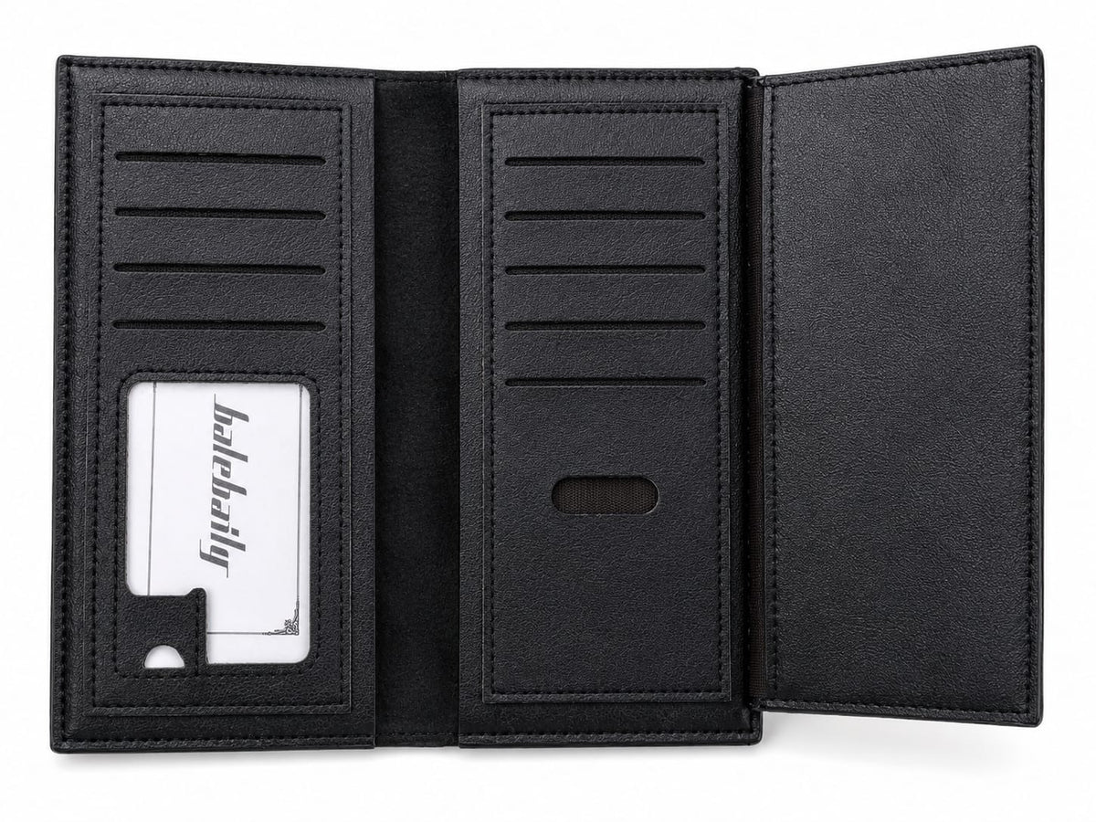 Men’s Premium Long Trifold  Leather Wallet | Black & Brown