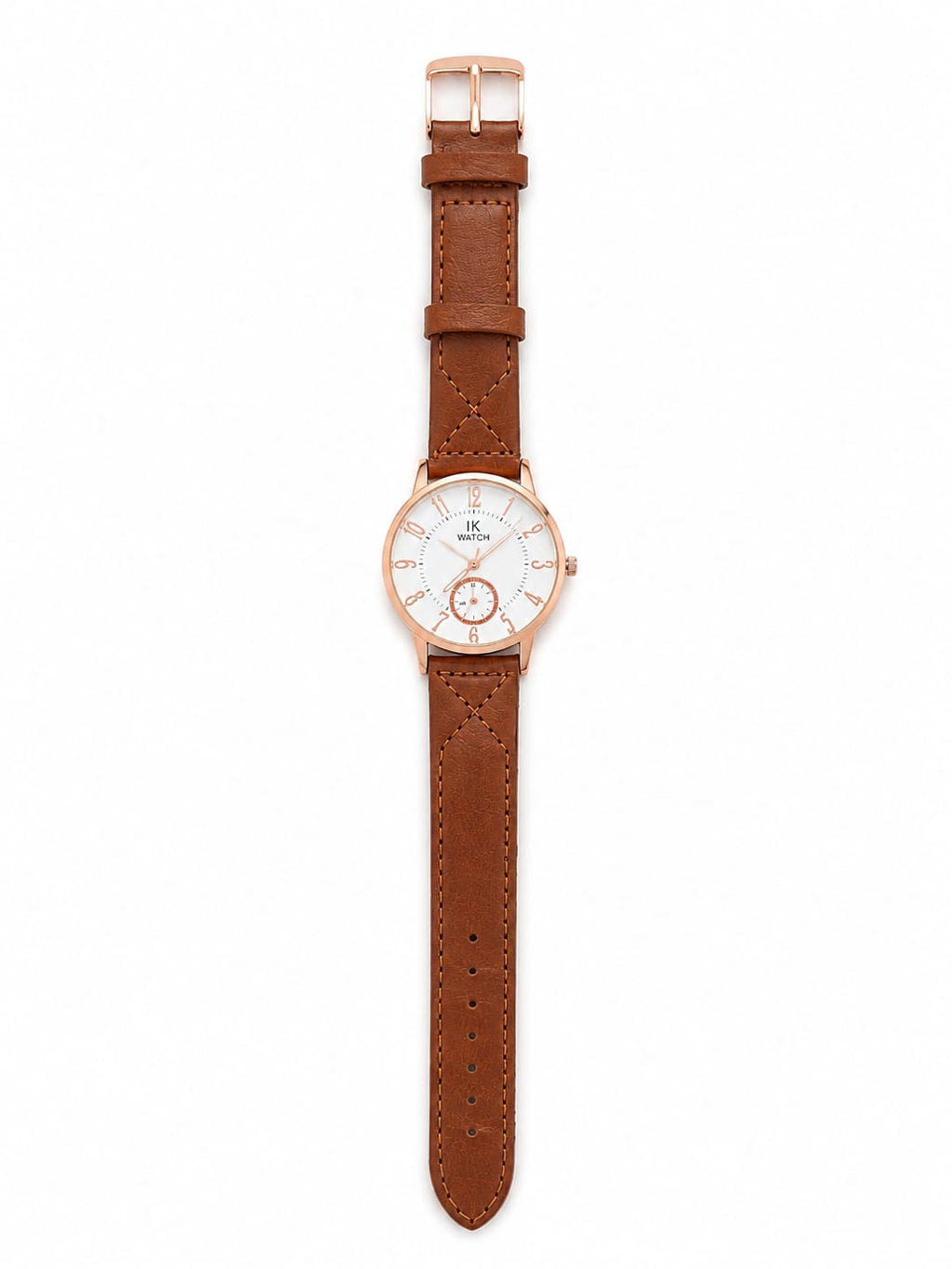 Men’s Classic Rose Gold Analog Watch – Leather Strap