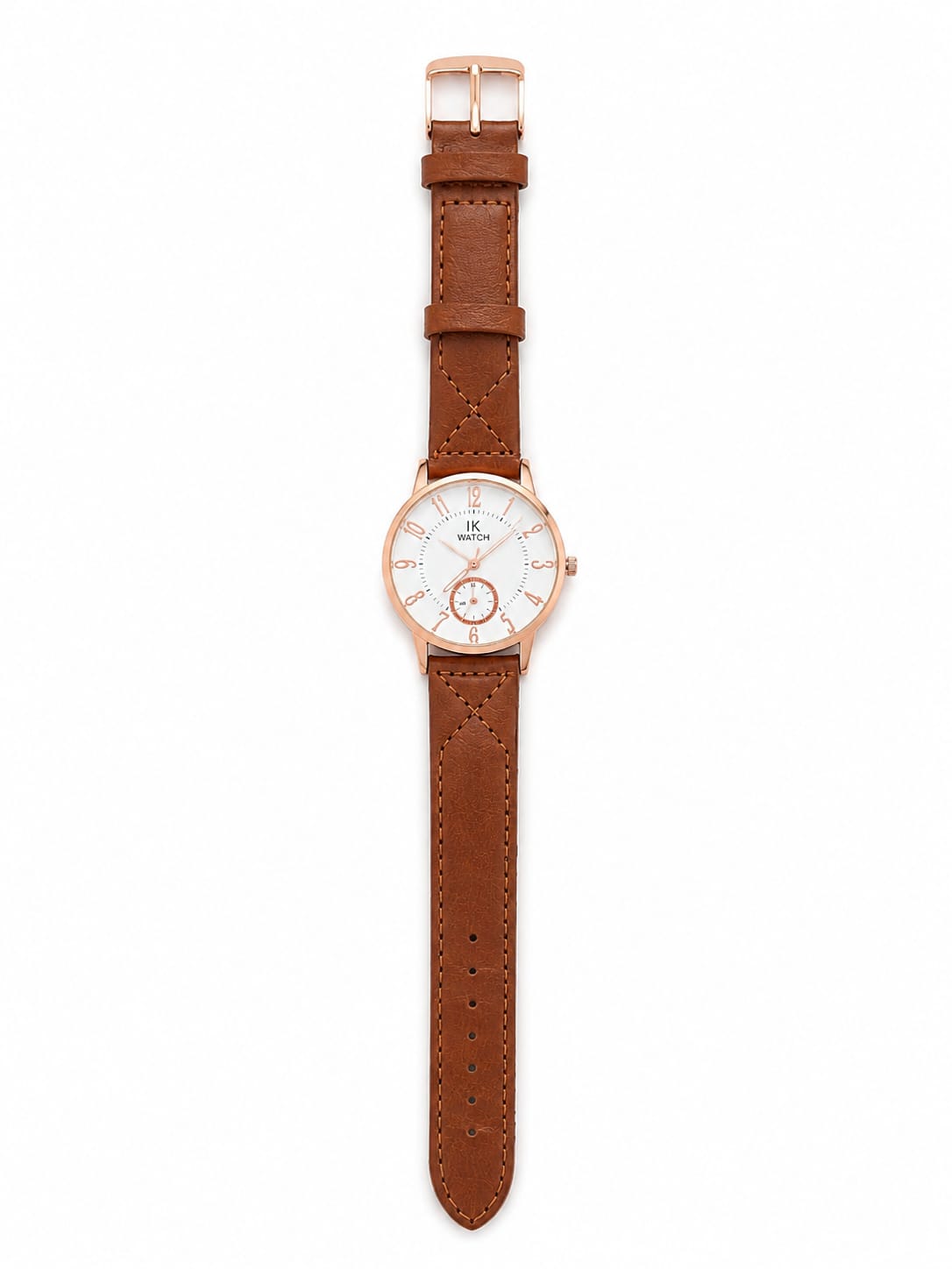 Men’s Classic Rose Gold Analog Watch – Leather Strap