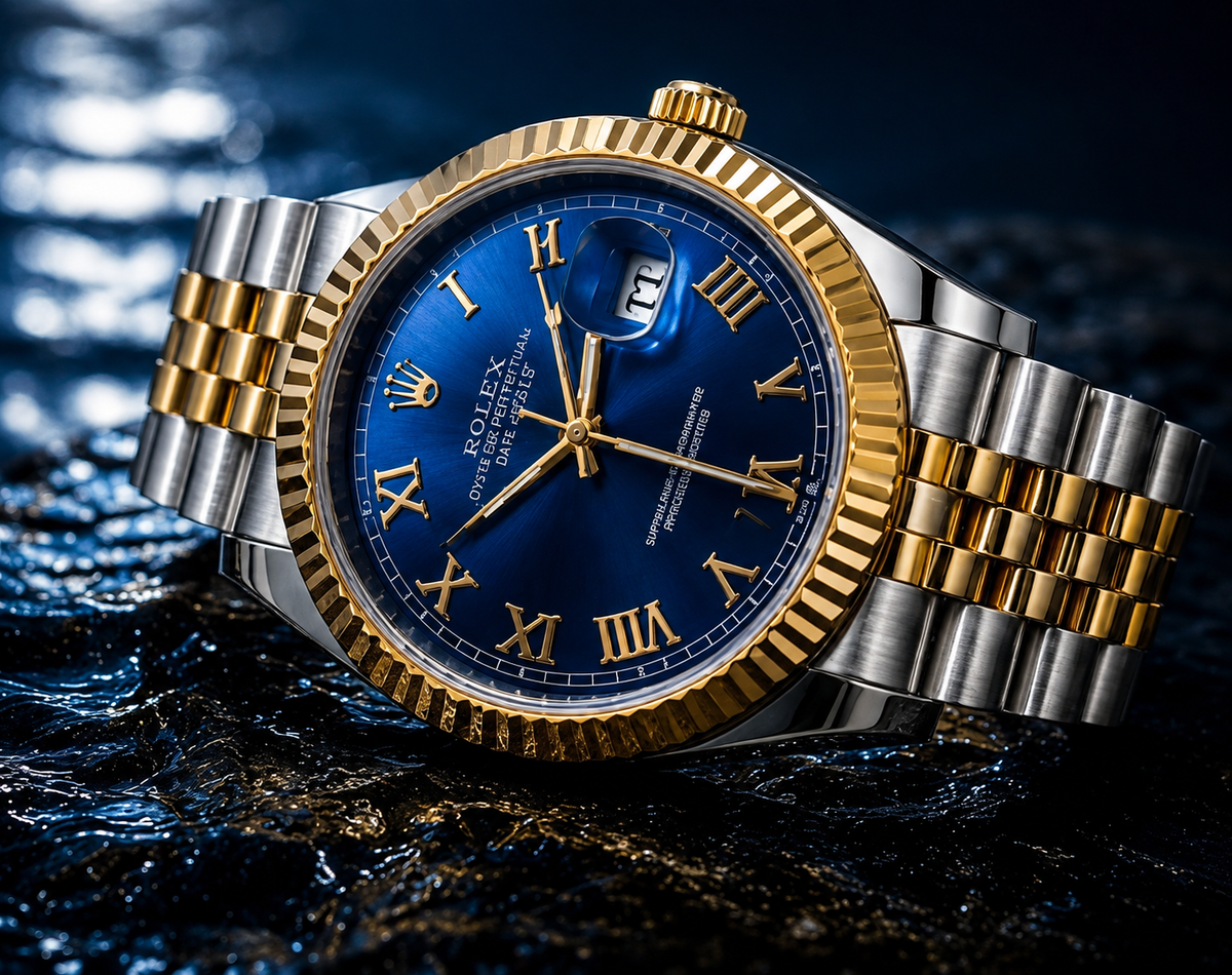 Luxury Two-Tone Blue Dial Men's Watch – Gold & Silver Bracelet//50%off