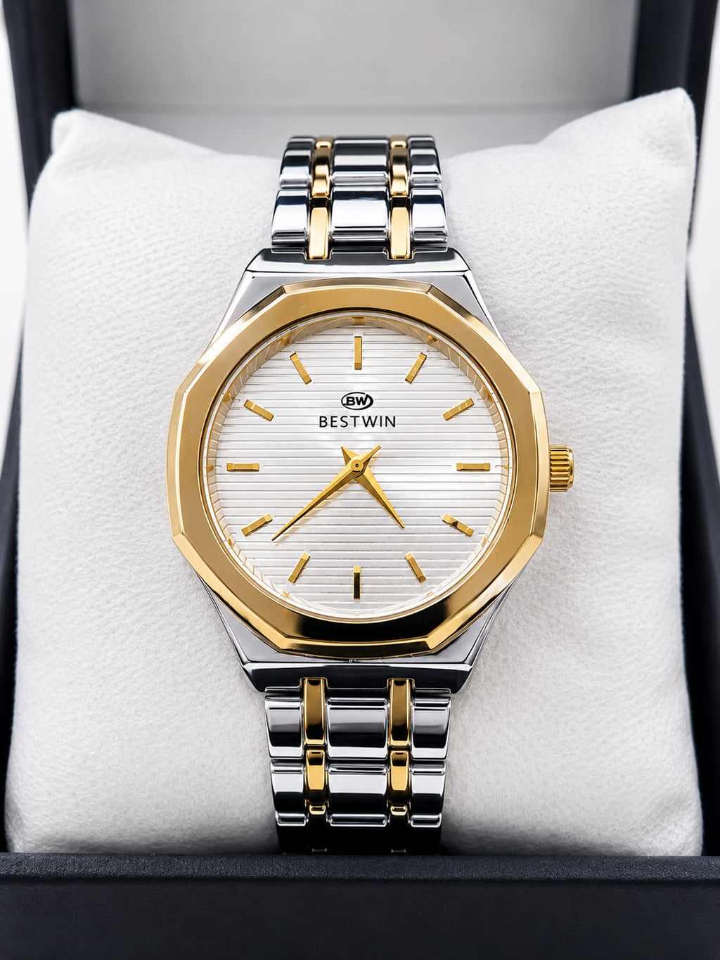 Bestwin Men’s Luxury Stainless Steel Watch – Silver & Gold