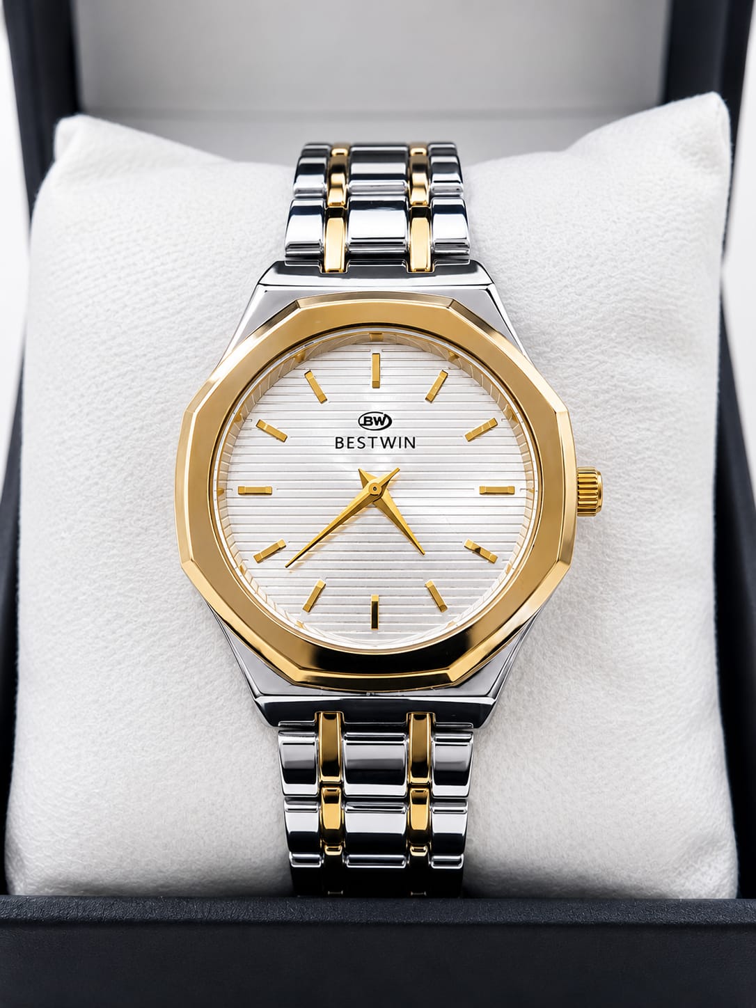 Bestwin Men’s Luxury Stainless Steel Watch – Silver & Gold