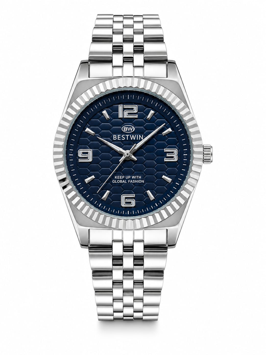 BESTWIN Men's Luxury Blue Dial Stainless Steel Watch