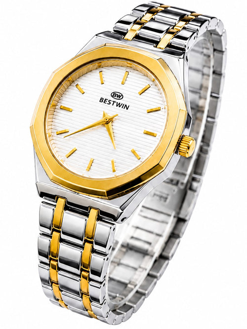 Bestwin Men’s Luxury Stainless Steel Watch – Silver & Gold