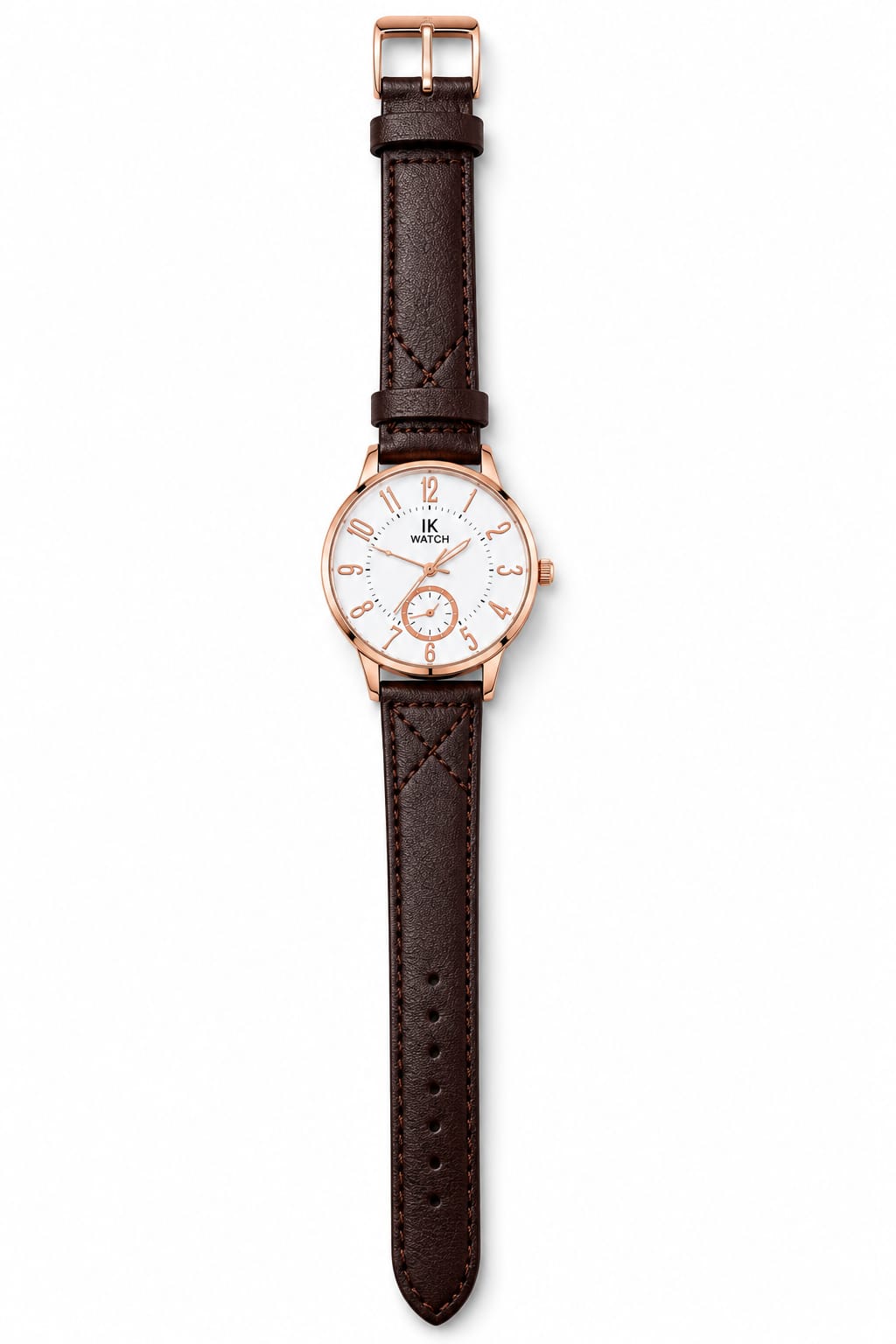 Men’s Classic Rose Gold Analog Watch – Leather Strap